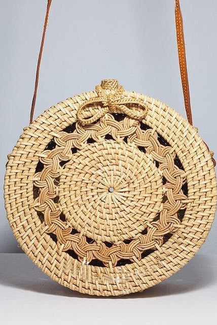 Handwoven Circle Rattan Beach Bag - African Clothing from CUMO LONDON